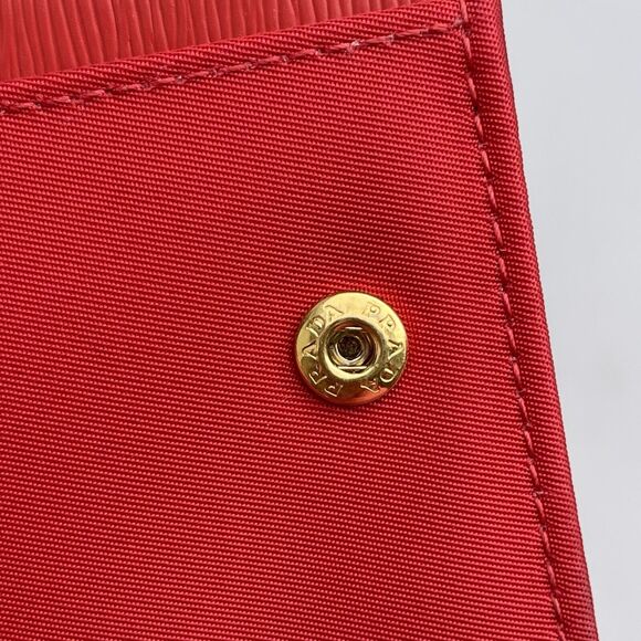 Prada Red Nylon And Leather Triangle Logo Long Wallet Complete Set - Picture 11 of 16